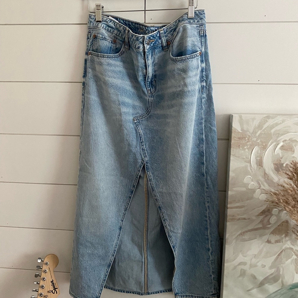 AE slit front denim skirt. Material is so soft, like new.